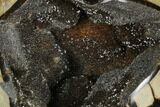 Septarian Dragon Egg Geode - Black & Brown Crystals #183078-3